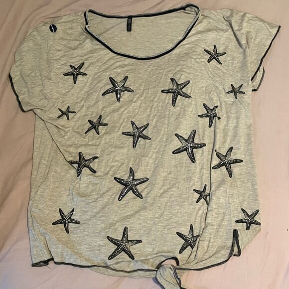 NWOT Bling Starfish T-shirt (Tan) - Picture 3 of 3